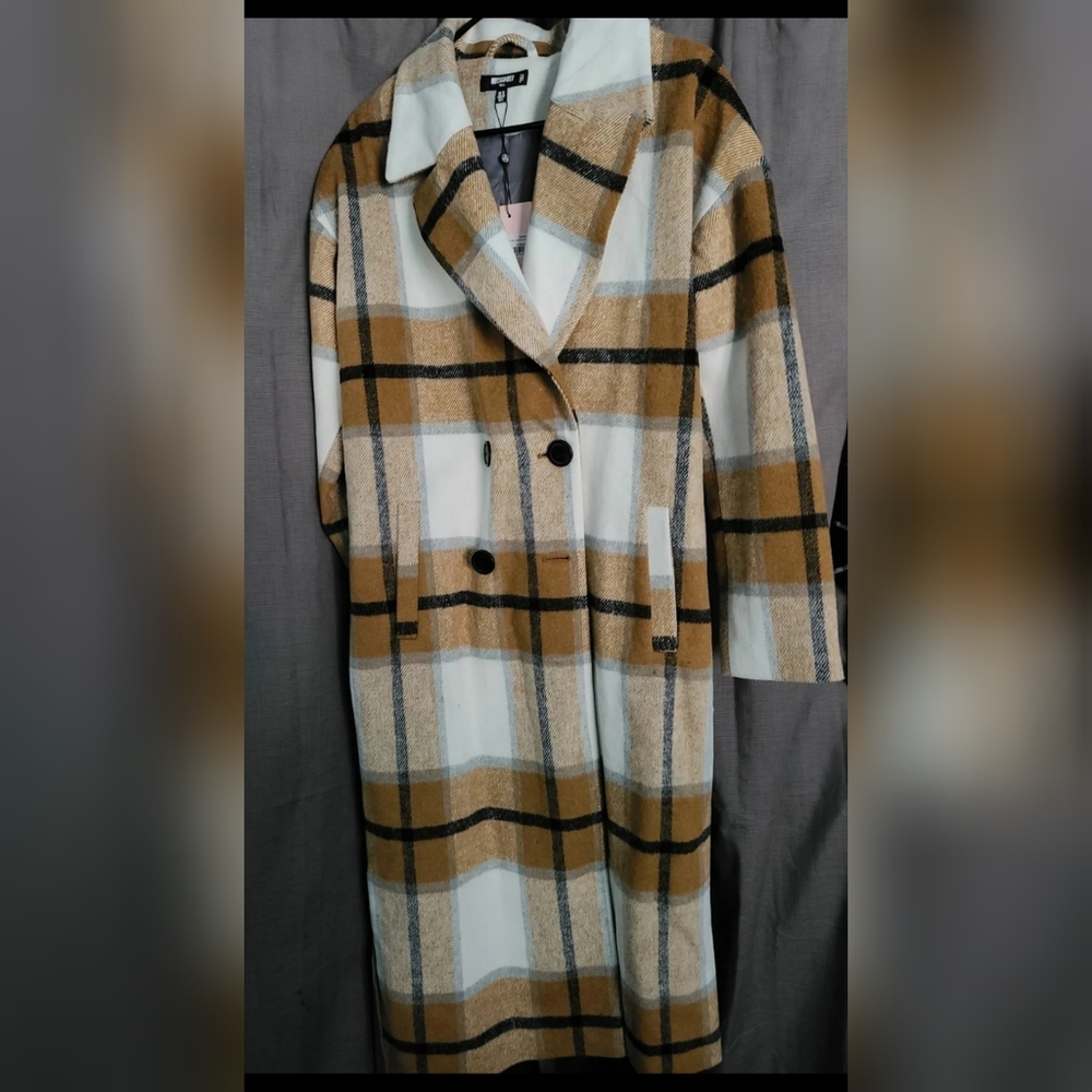 Mustard Plaid Oversized Cocoon Coat